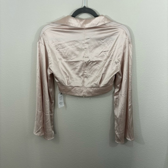 Cider XS Top Collar V-Neck Long Sleeve Wide Sleeve Zipper Back - Picture 8 of 10